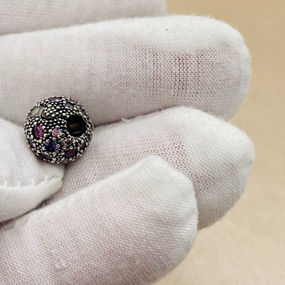 EUC Pandora 791286CFPMX Sterling Silver Cosmic Stars Clip w/ Purple & Pink CZ - Picture 5 of 8